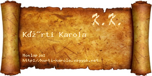 Kürti Karola névjegykártya